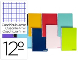 Cuaderno espiral Liderpapel Smart 12º tapa blanda 80h 60g/m² c/4mm. colores surtidos